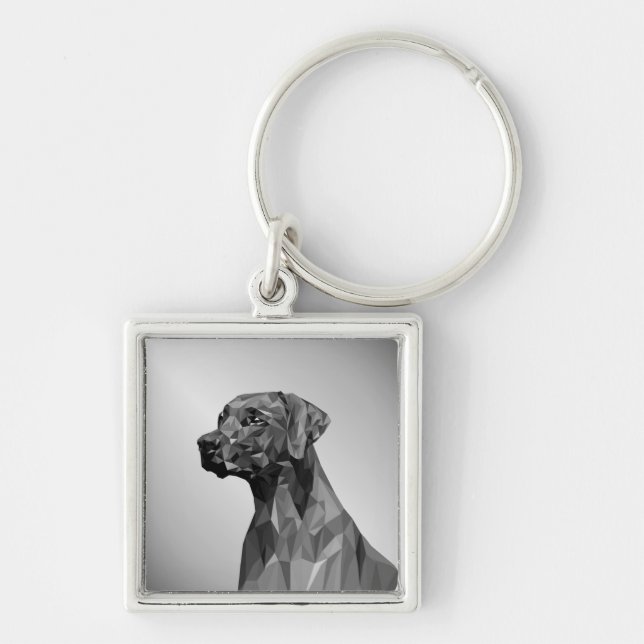 Gray Geometric Dog  Keychain (Front)