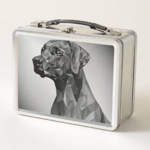 Gray Geometric Dog  Metal Lunch Box