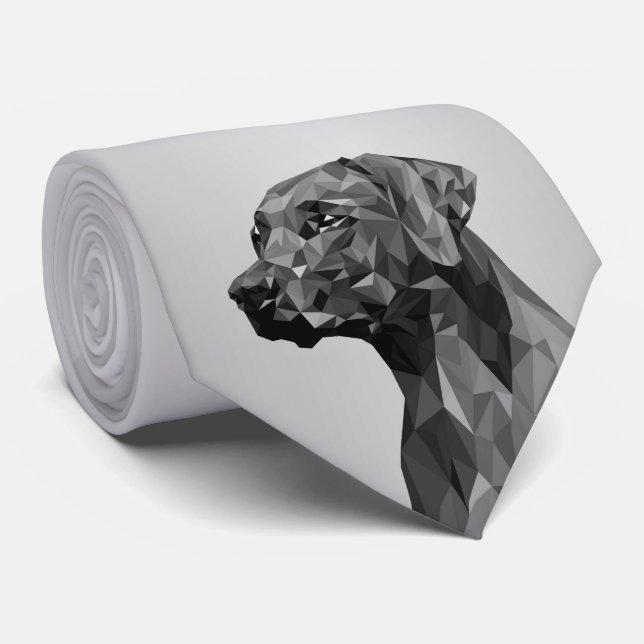 Gray Geometric Dog  Neck Tie (Rolled)