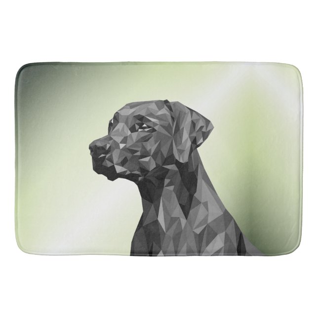 Gray Geometric Dog on Green Bath Mat (Front)