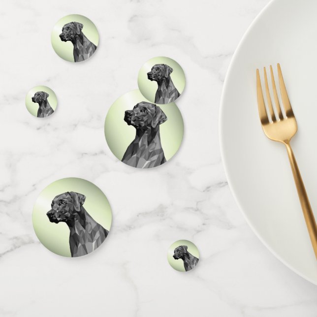 Gray Geometric Dog on green Confetti (Group)