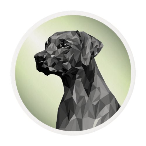 Gray Geometric Dog on Green Edible Frosting Rounds