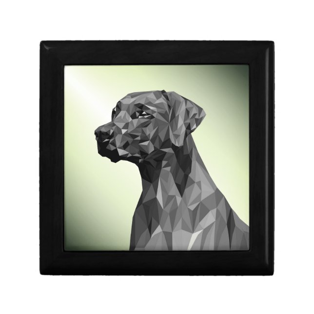 Gray Geometric Dog on Green Gift Box (Front)