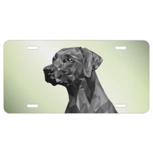 Gray Geometric Dog on green License Plate