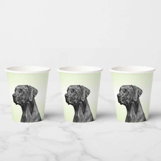 Gray Geometric Dog on green Paper Cups (Multi)