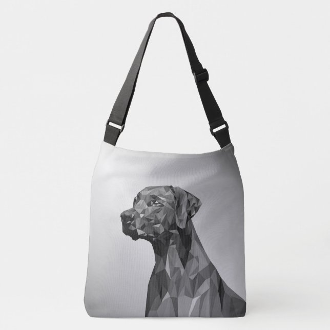 Gray Geometric Dog on Silver Crossbody Bag (Front)