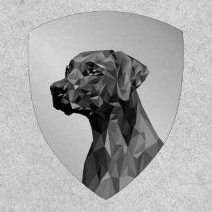 Gray Geometric Dog on Silver Patch