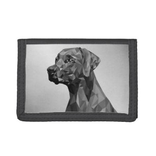 Gray Geometric Dog on Silver Tri-fold Wallet