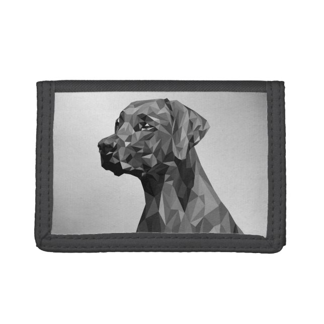 Gray Geometric Dog on Silver Tri-fold Wallet (Front)