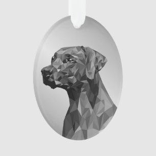 Gray Geometric Dog  Ornament