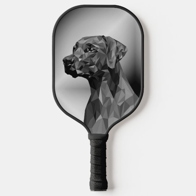 Gray Geometric Dog  Pickleball Paddle (Front)
