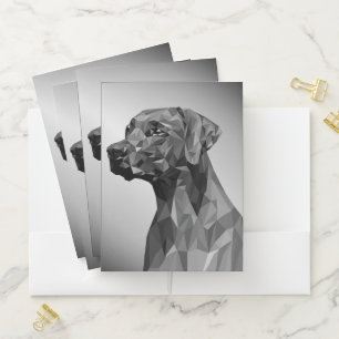 Gray Geometric Dog  Pocket Folder
