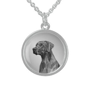 Gray Geometric Dog Sterling Silver Necklace