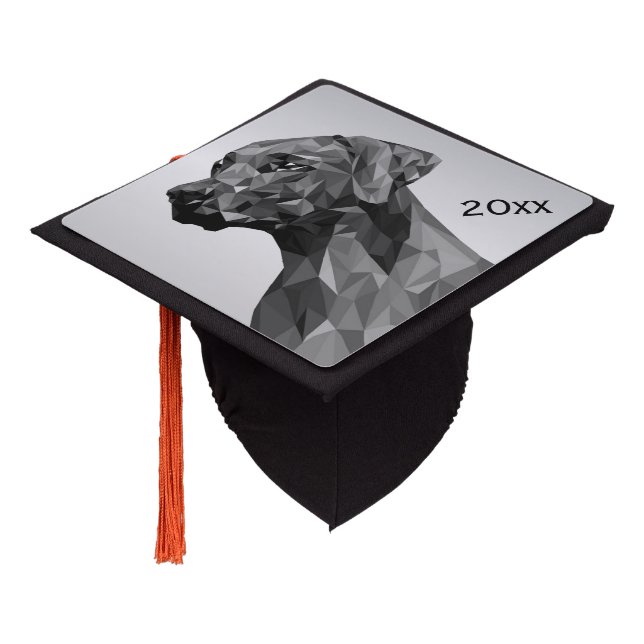 Gray Geometric Dog year Graduation Cap Topper (Angled)