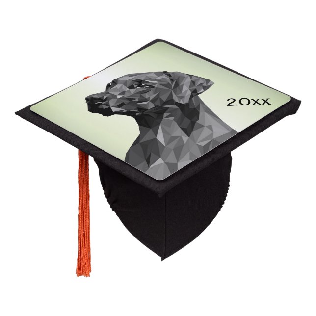Gray Geometric Dog year Green Graduation Cap Topper (Angled)