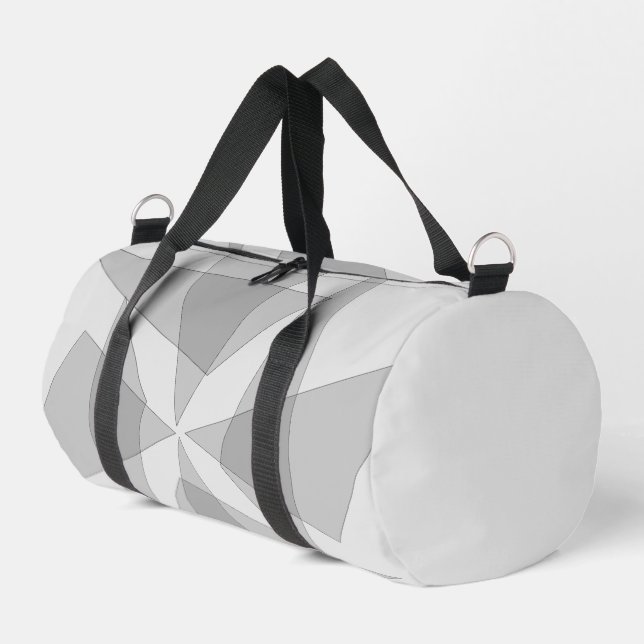 Gray Geometric  Duffle Bag (Left Corner)