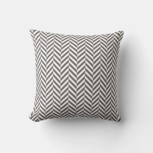 Gray Geometric Herringbone Pattern Throw Pillow