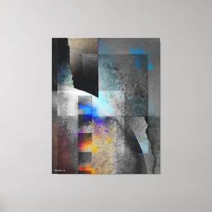 Gray Geometric Industrial Grunge Art Canvas Print