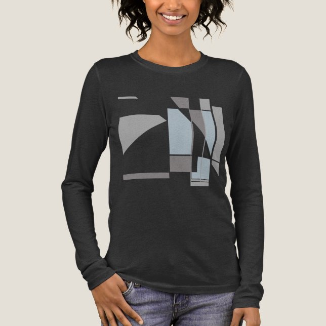 Gray Geometric MCM-inspired Abstract Art Design Tri-Blend Shirt (Front)
