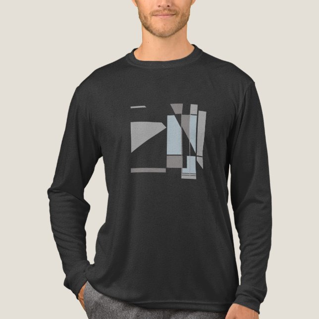 Gray Geometric MCM-inspired Abstract Art Small Tri-Blend Shirt (Front)