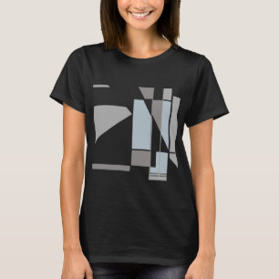 Gray Geometric MCM Look Abstract Art Motif T-Shirt
