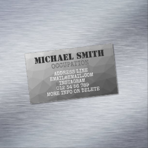 Gray geometric mesh pattern Monogram Business Card Magnet