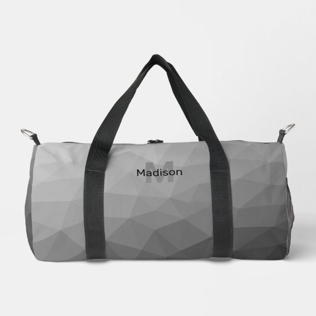 Gray geometric mesh pattern Monogram Duffle Bag (Front)