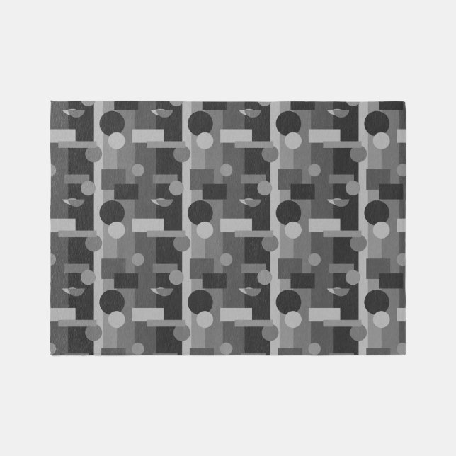 Gray Geometric Mid Century Modern Boho Retro Area  Rug (Front)