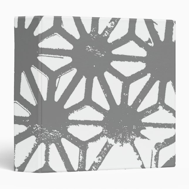 Gray geometric pattern 3 ring binder (Front/Spine)