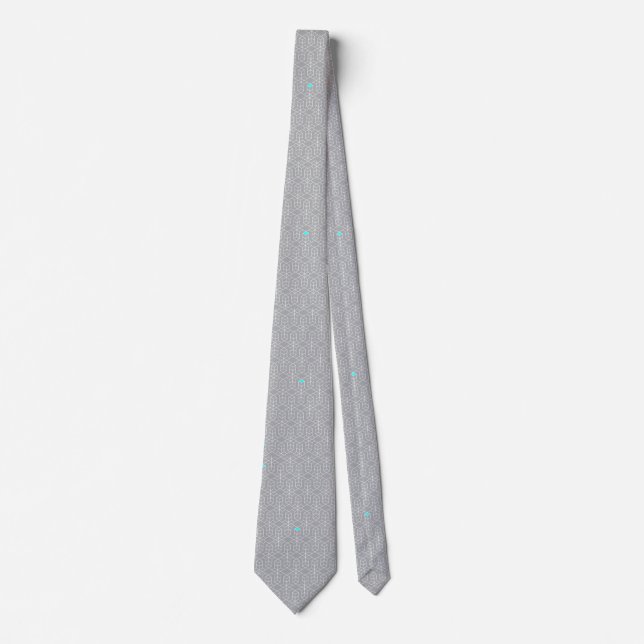Gray geometric pattern Gift for Dad Neck Tie (Front)