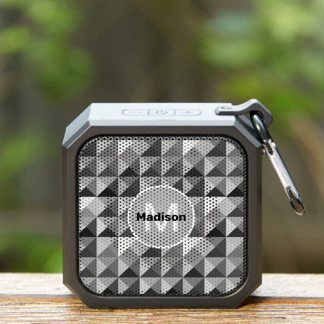Gray geometric pattern Monogram Bluetooth Speaker (Insitu(Outdoor))