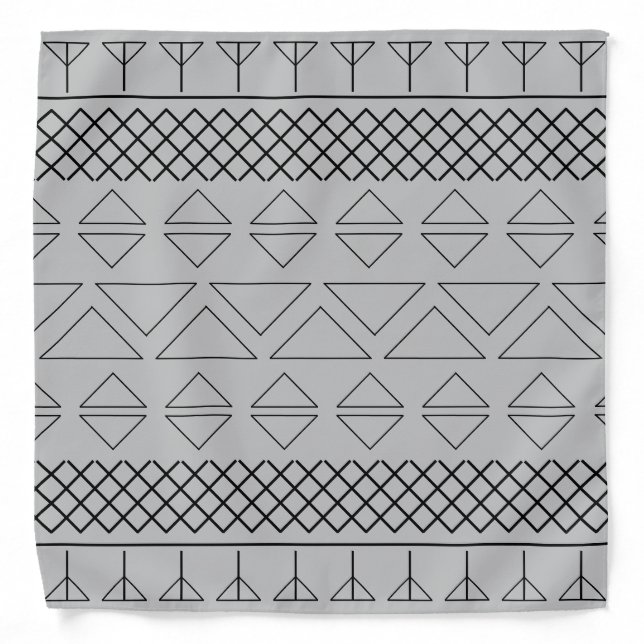 Gray Geometric Pattern Print Pet Bandana (Front)