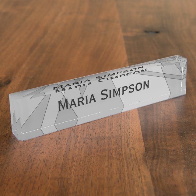 Gray Geometric Personal Desk Name Plate (Side)