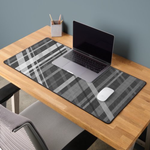 Gray geometric retro Lines Pattern Desk Mat