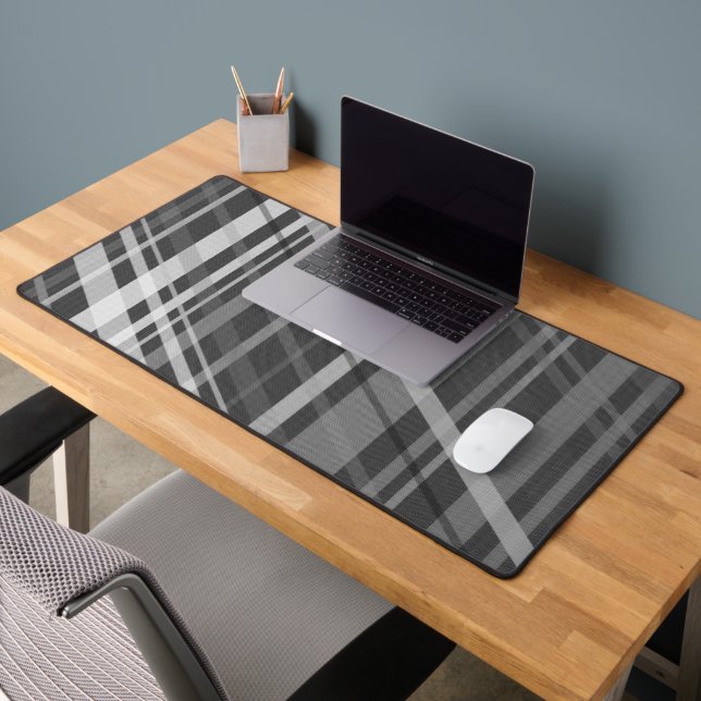 Gray geometric retro Lines Pattern Desk Mat (Office 2)