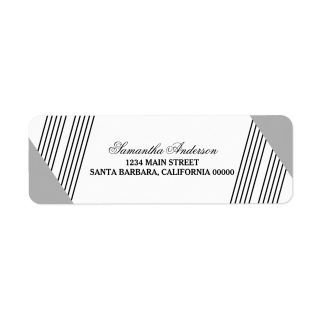 Gray Geometric Stripe Address Labels (Front)