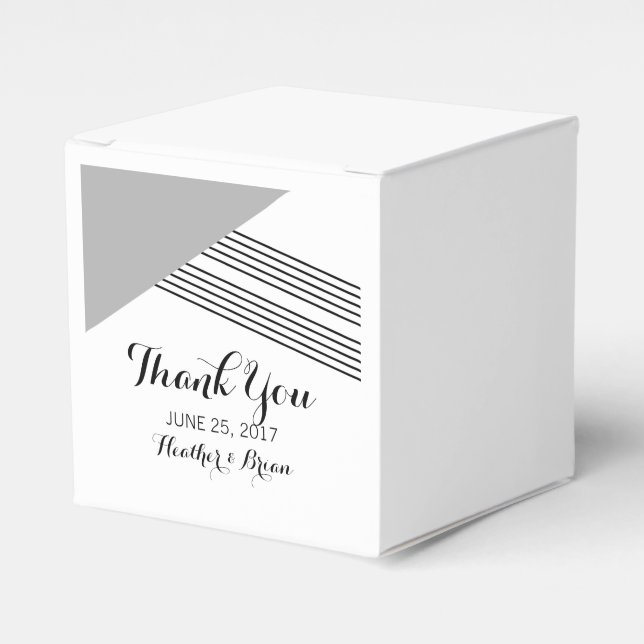 Gray Geometric Stripe Favor Boxes (Front Side)