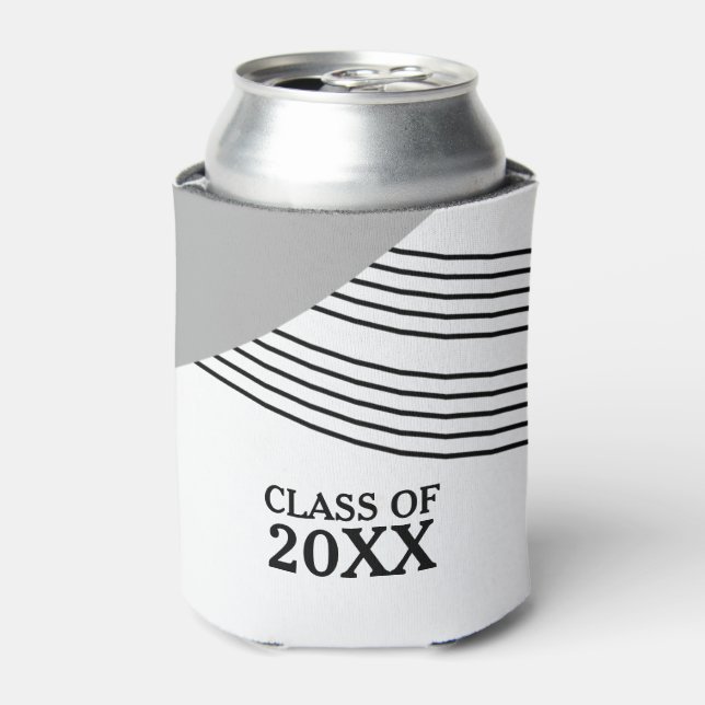 Gray Geometric Stripe Graduation Can Cooler (Can Front)