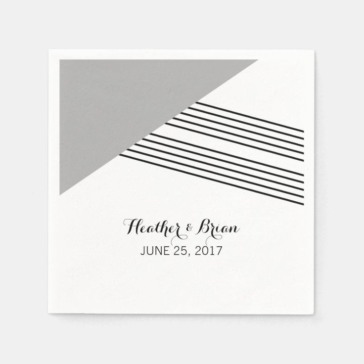 Gray Geometric Stripe Paper Napkins Zazzle