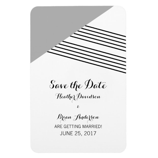 Gray Geometric Stripe Save the Date Magnet (Vertical)