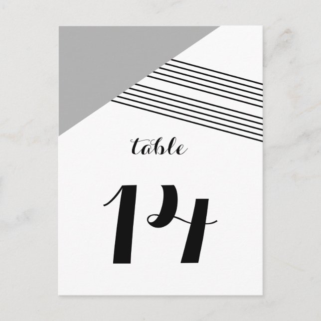 Gray Geometric Stripe Table Postcard (Front)