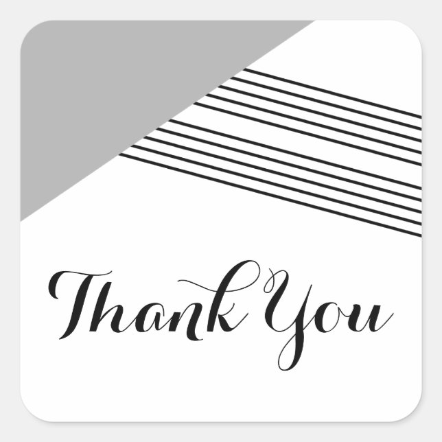 Gray Geometric Stripe Thank You Stickers (Front)