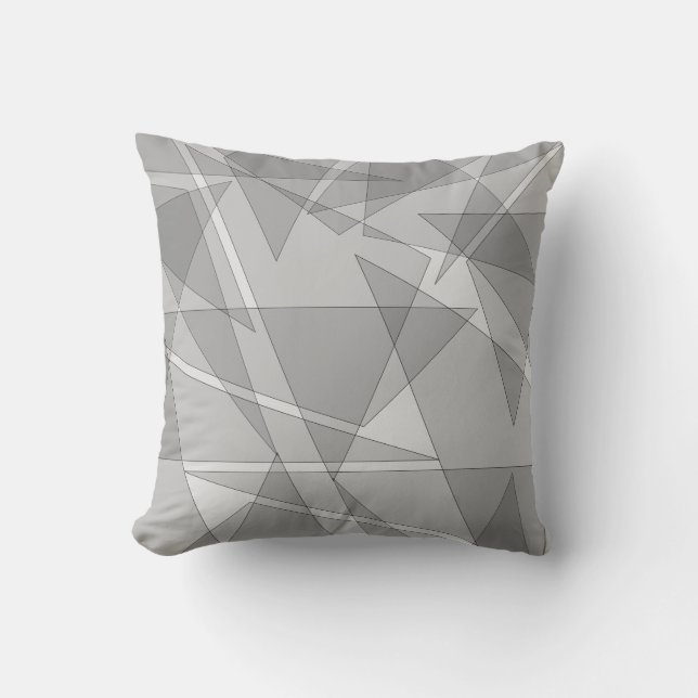 Gray Geometric  Throw Pillow (Front)