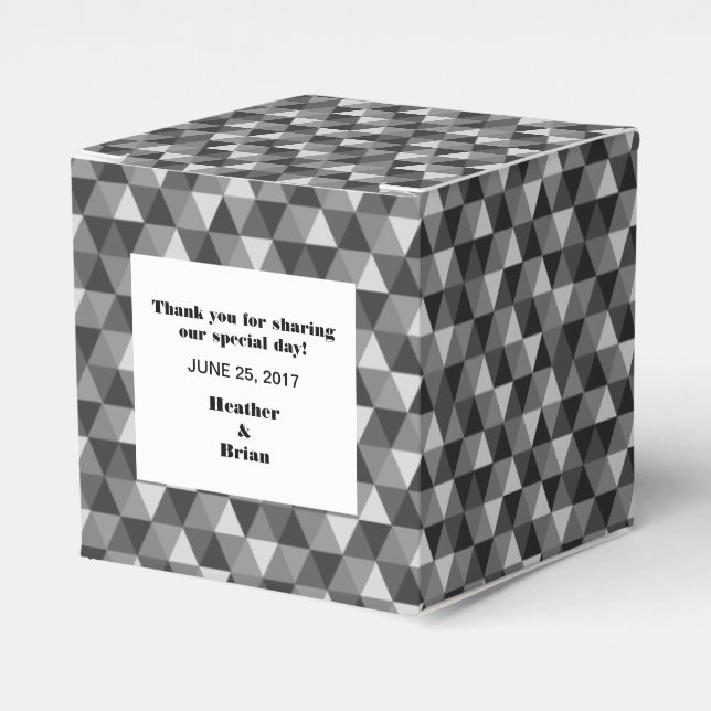 Gray Geometric Triangles Favor Box (Front Side)