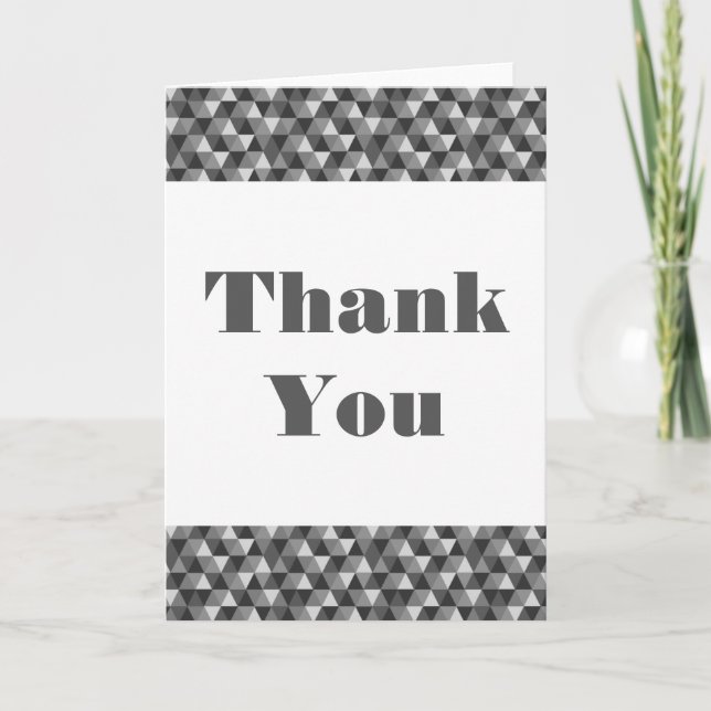 Gray Geometric Triangles Thank You Card (Front)
