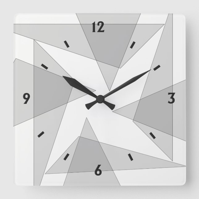 Gray Geometric Wall Clock (Front)