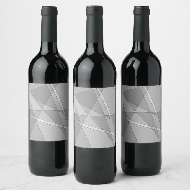 Gray Geometric  Wine Label (Bottles)