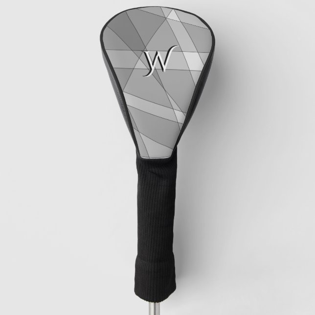 Gray Geometric with Letter Golf Head Cover (Front)