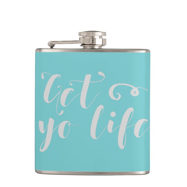 Gray Get Your Life Typography Flask (Front)