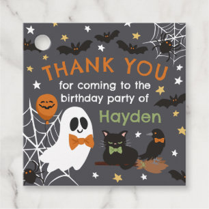 Gray Ghost Halloween Birthday Party Thank You Favor Tags